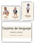 Tarjetas de lenguaje en tres partes: las emociones - Montessori Momers
