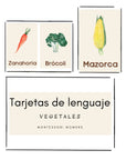 Tarjetas de lenguaje en tres partes: los vegetales - Montessori Momers