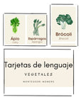 Tarjetas de lenguaje en tres partes: los vegetales - Montessori Momers