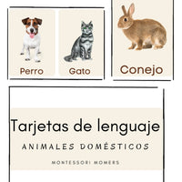 Tarjetas de lenguaje en tres partes: los animales domésticos
