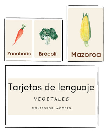 Tarjetas de lenguaje en tres partes: los vegetales